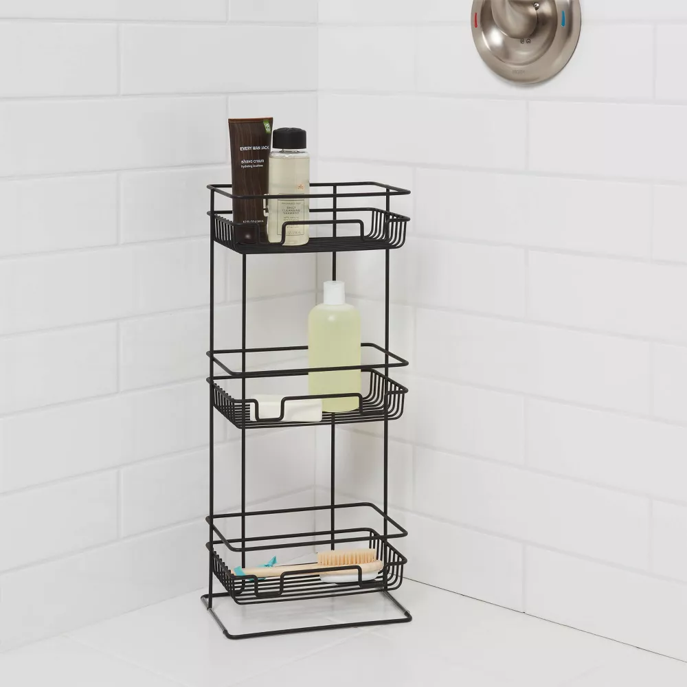 Bathroom Accessories Modern Bath Organizer Metal Wire Floor Caddy 3 Tier Bath Shower Storage Tower Holder