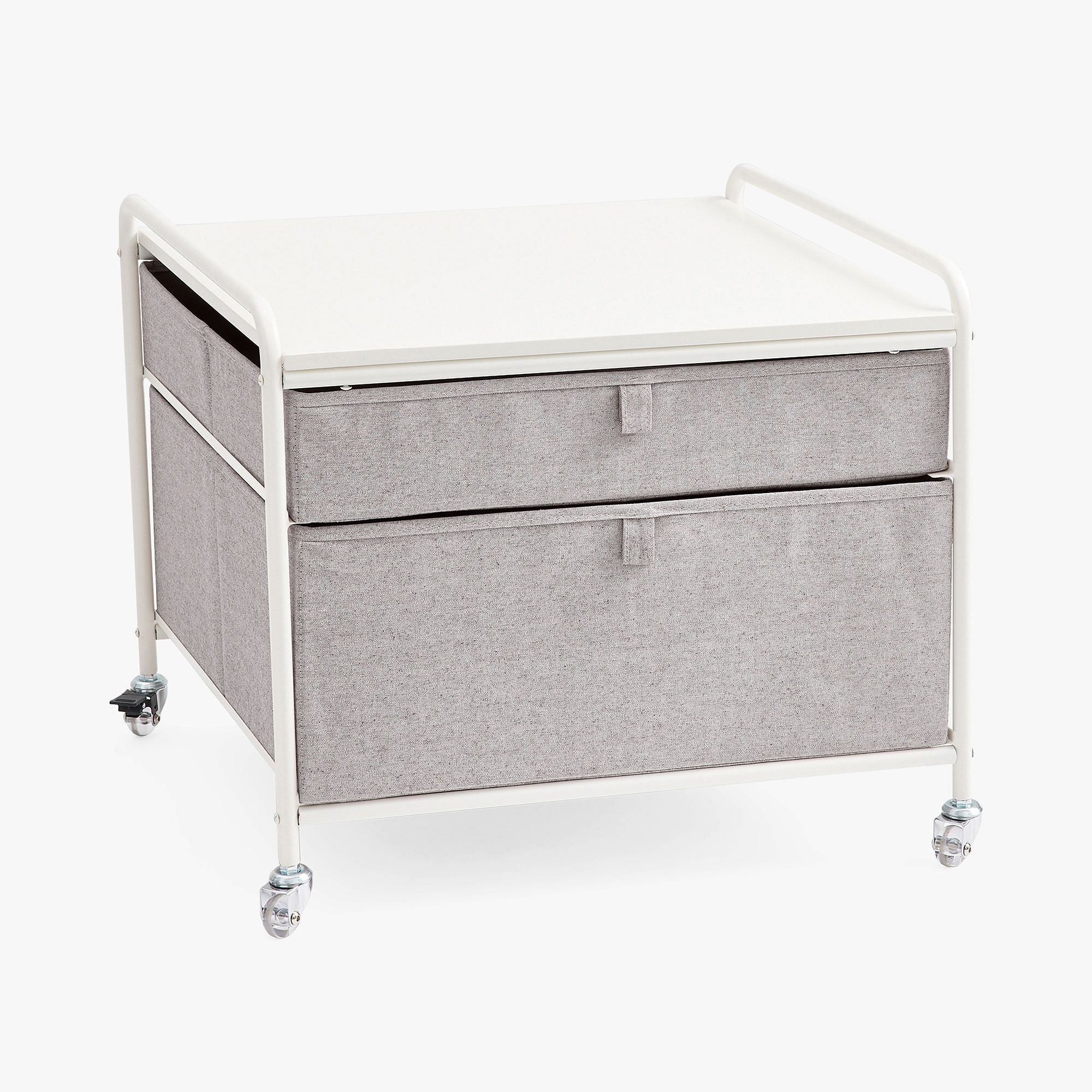 Living Room Bedside Rolling 2 Drawer Fabric Drawer Storage Tower with wheels