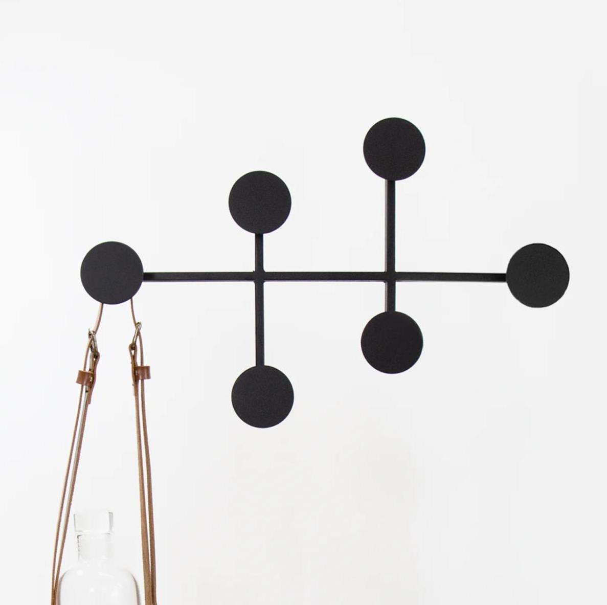 Modern Wall Mounted 6 Hooks Black Metal Hanging Towel Coat Rack