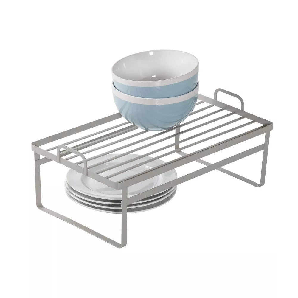 Kitchen Bathroom Pantry Storage Stackable Cabinet Shelf Countertop Organizer 2 Pack Metal Flat Wire Helper Modular Shelf