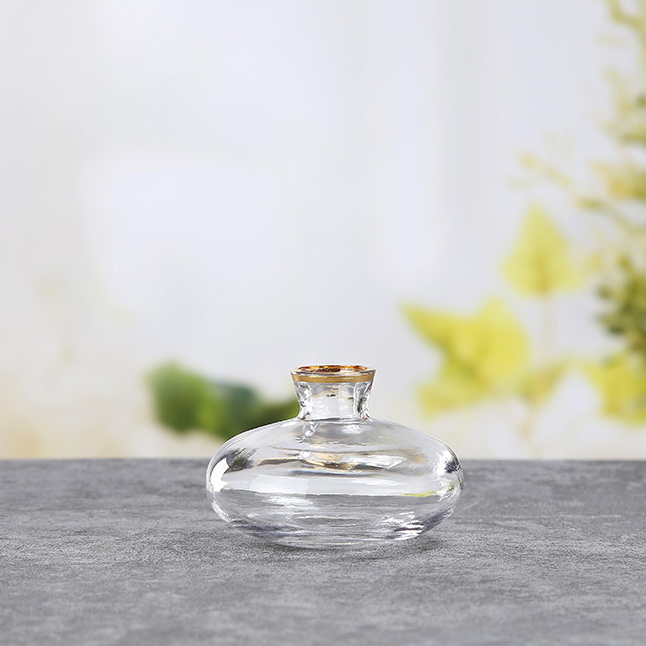 Glass Bud Vase Transparent Small Mini Glass Living Room Simple Wedding Customized Modern Round Glass Flower Tabletop Vase