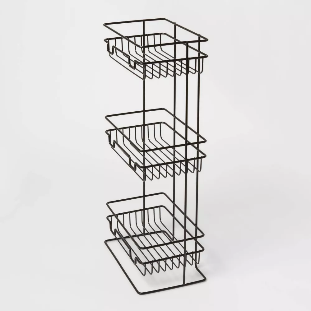 Bathroom Accessories Modern Bath Organizer Metal Wire Floor Caddy 3 Tier Bath Shower Storage Tower Holder