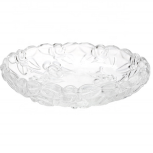 Vintage Flower Petals Unusual Fruit Plate Clear Glass Dish for Foof Container