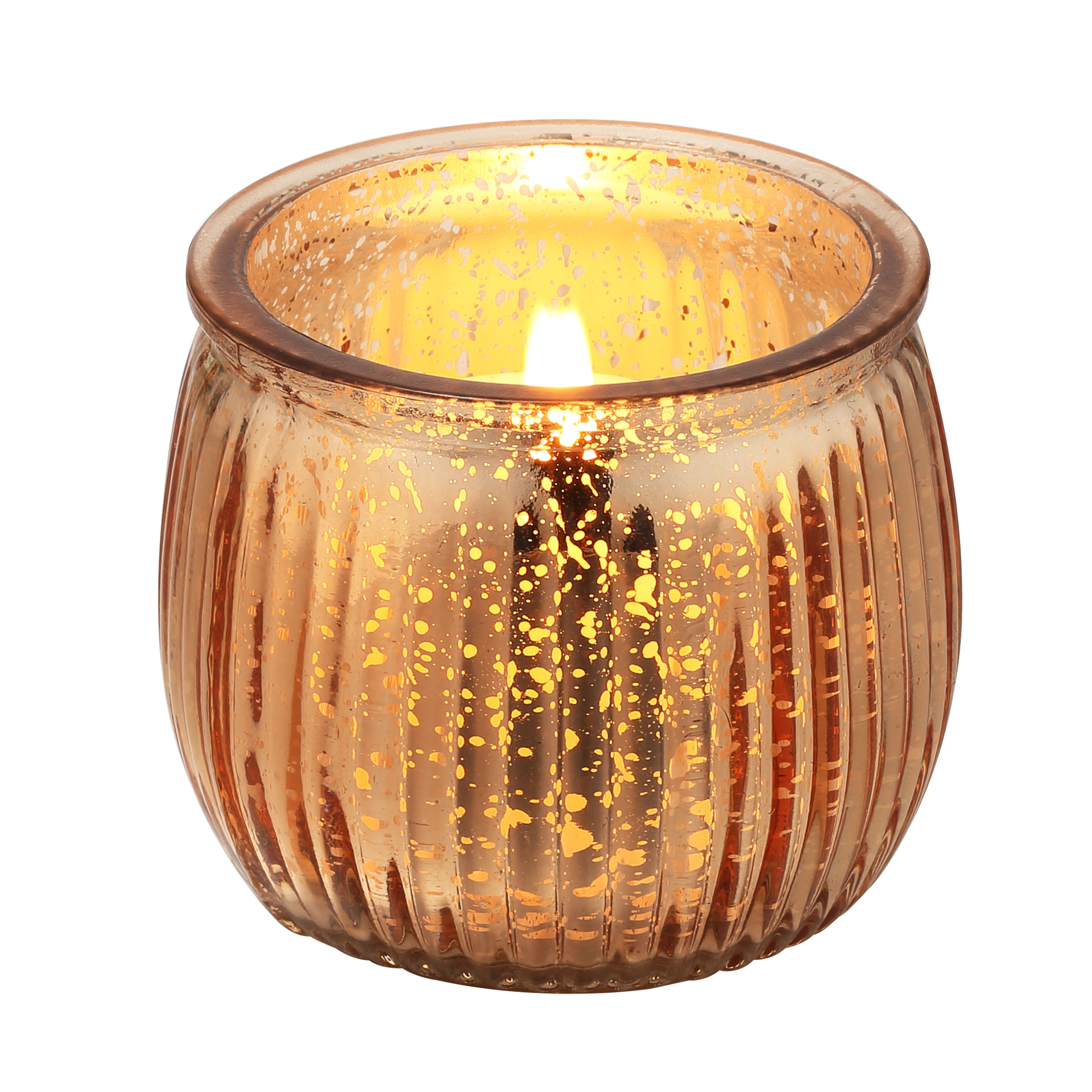 Autumn Haverst Electroplated Gold Rose Gold Amber Glass Votive Candle Holder for Fall Decor