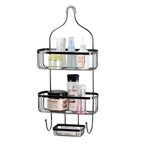 Bathroom Shower Accessories 3 Tier Storage Shelf Black Metal Large Shower Caddy