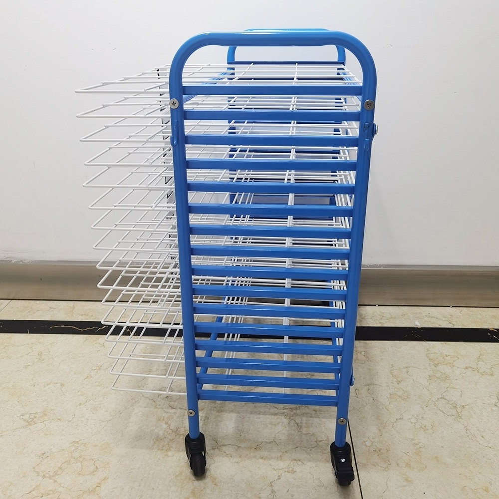 New Design Small Stackable Wall Mount or Tabletop  Flexible Metal Wire Art Drying Rack with 16 Shelves and wheels