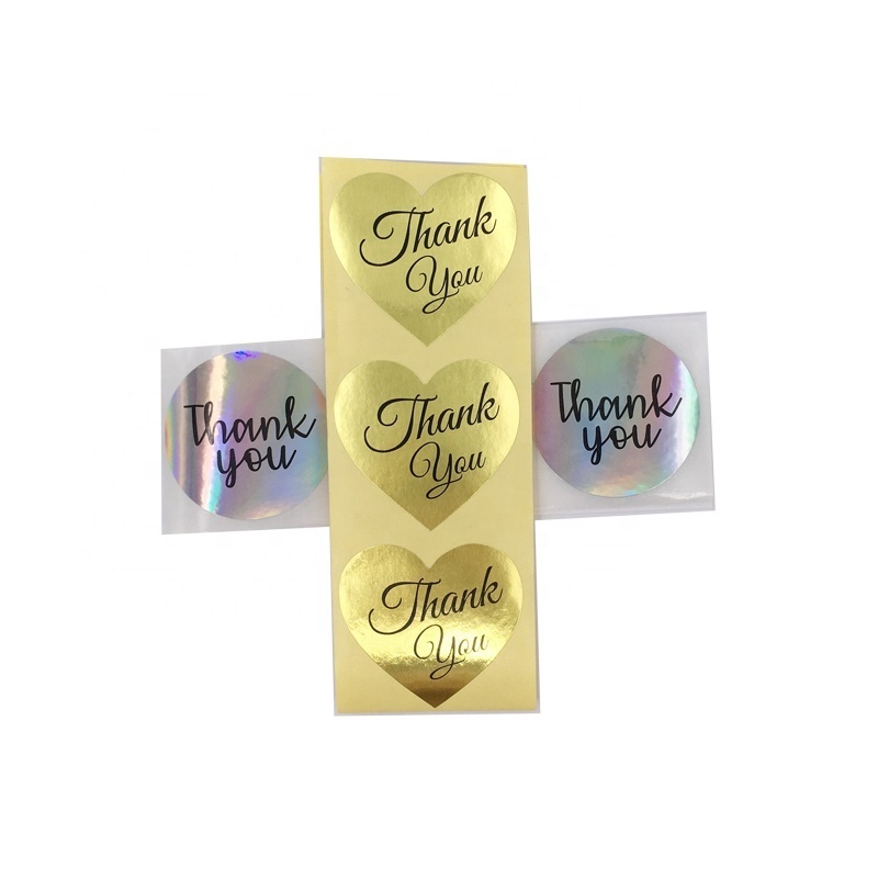 Shenzhen HeHuan Kiss Die Cut sticker Thank you Vinyl label with CMYK RGB printing