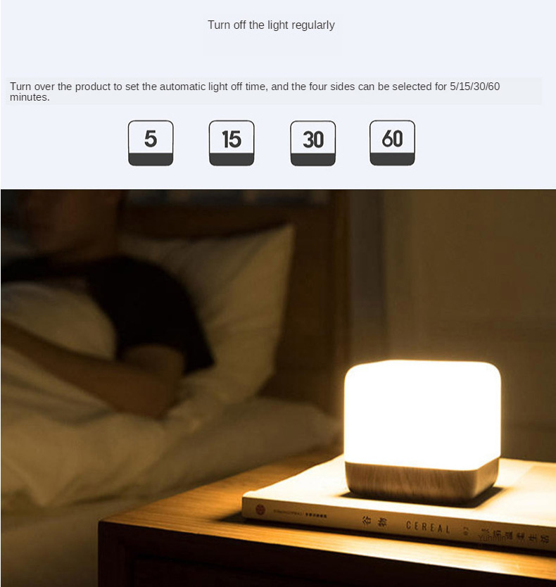 Supplier of cube flip desk lamp sleep rechargeable night lamp bedside flip timing simple led night light