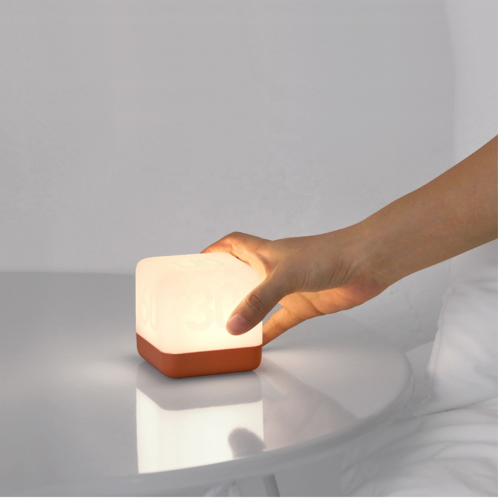 Supplier of cube flip desk lamp sleep rechargeable night lamp bedside flip timing simple led night light