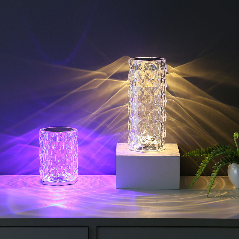 Wholesale New Rechargeable Usb Touch Crystal Acrylic Led Table Lamp Colorful Night Light Lamp Rose Table Lamp