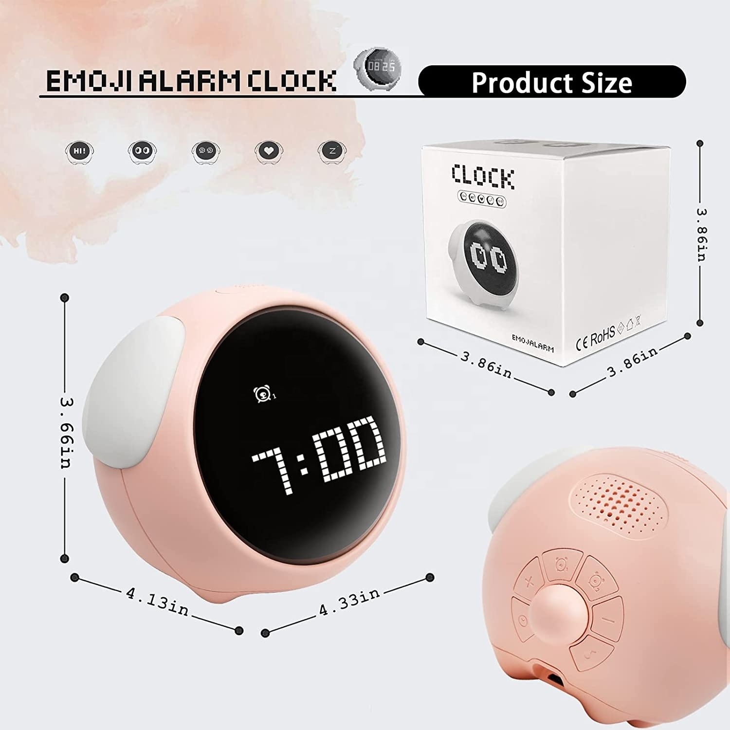 HBK gift multi-functional mini smart led emotion alarm clock charging digital display cute cartoon alarm clock for kids