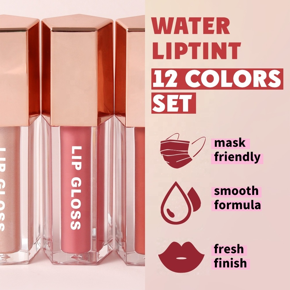 Hot Vegan High Quality Lip Stain Pigment Waterproof Wholesale Custom Logo Cruelty Free Shimmer Clear Private Label Lip Gloss