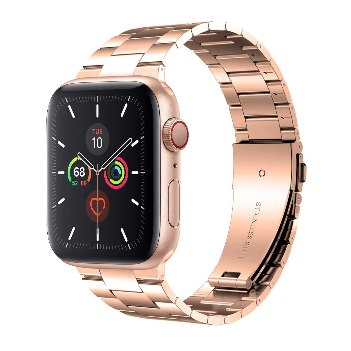 Luxury Three Beads Solid Wrist Bracelet Watch Band Stainless Steel Metal Bracelet Strap For Apple Watch series 7