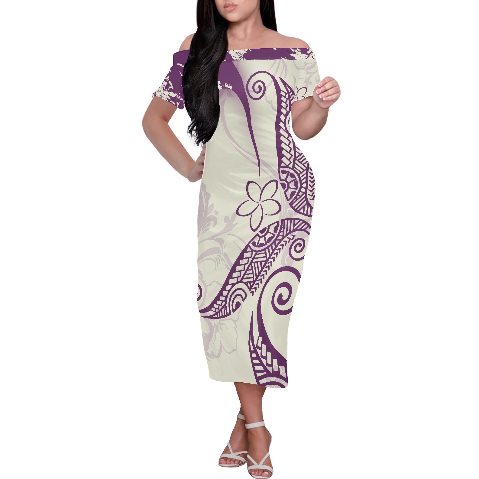 Custom MOQ 1 Bodycon Dress Women Polynesia Tribal Floral Print Women Bodycon Dress Wholesale Customized Summer Dress For Women