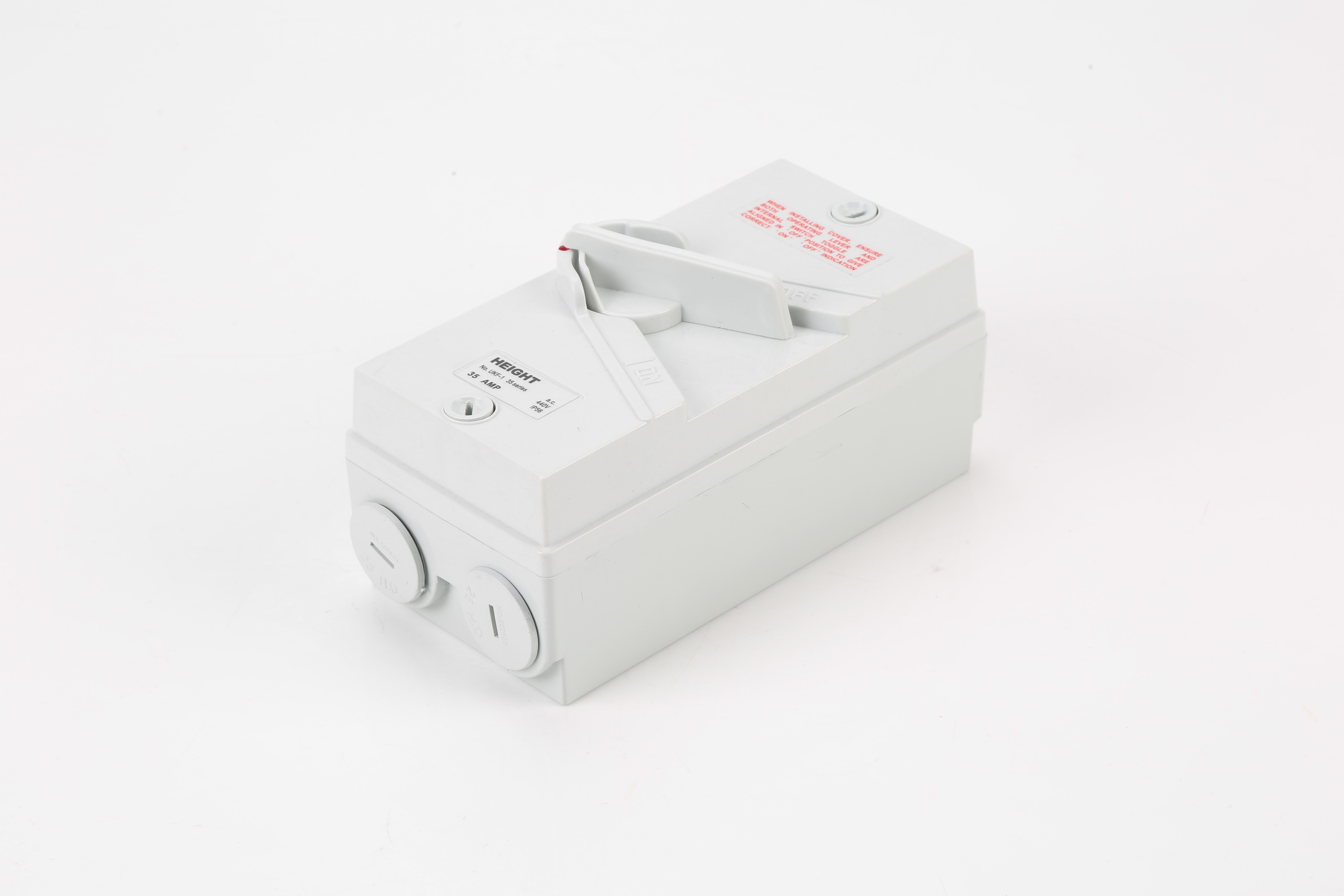 Isolating  switch with single, double and triple pole switches 20A-63A weather protected suitable for external application