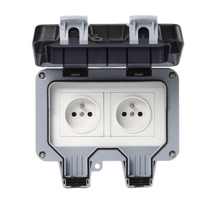 Waterproof Wall Switch Socket Box Safety Floor Socket Cover Box Outdoor IP66 Double French Type MP22-F