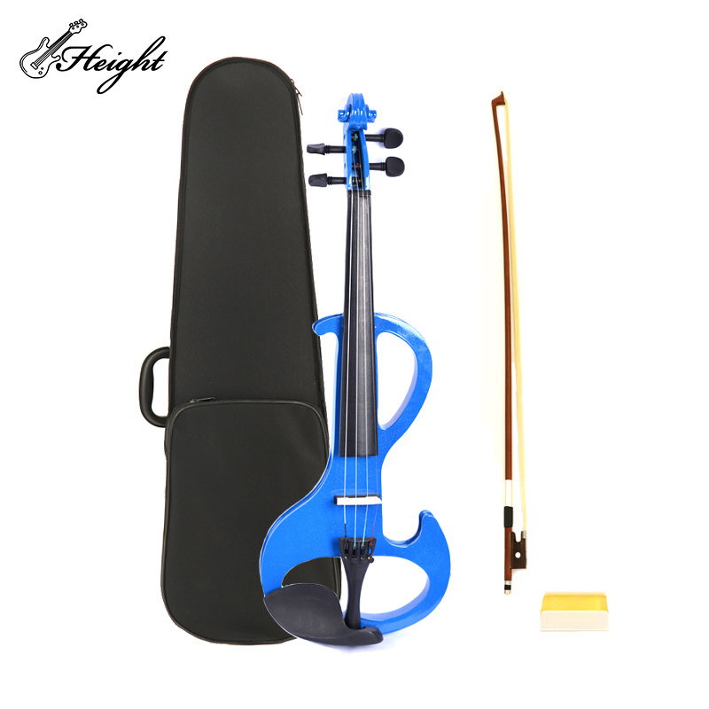 Low MOQ violin profesional Laminated hardwood Glossy electric violin with violin rosin