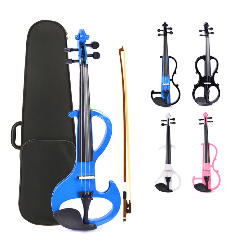 Low MOQ violin profesional Laminated hardwood Glossy electric violin with violin rosin