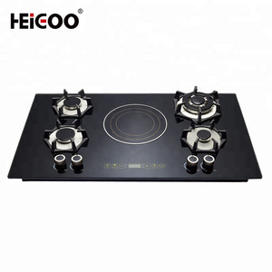 Cooking appliances counter top built in 5 burners hybrid stove 4 gas 1 single electric infrared induction ceramic cooker hob