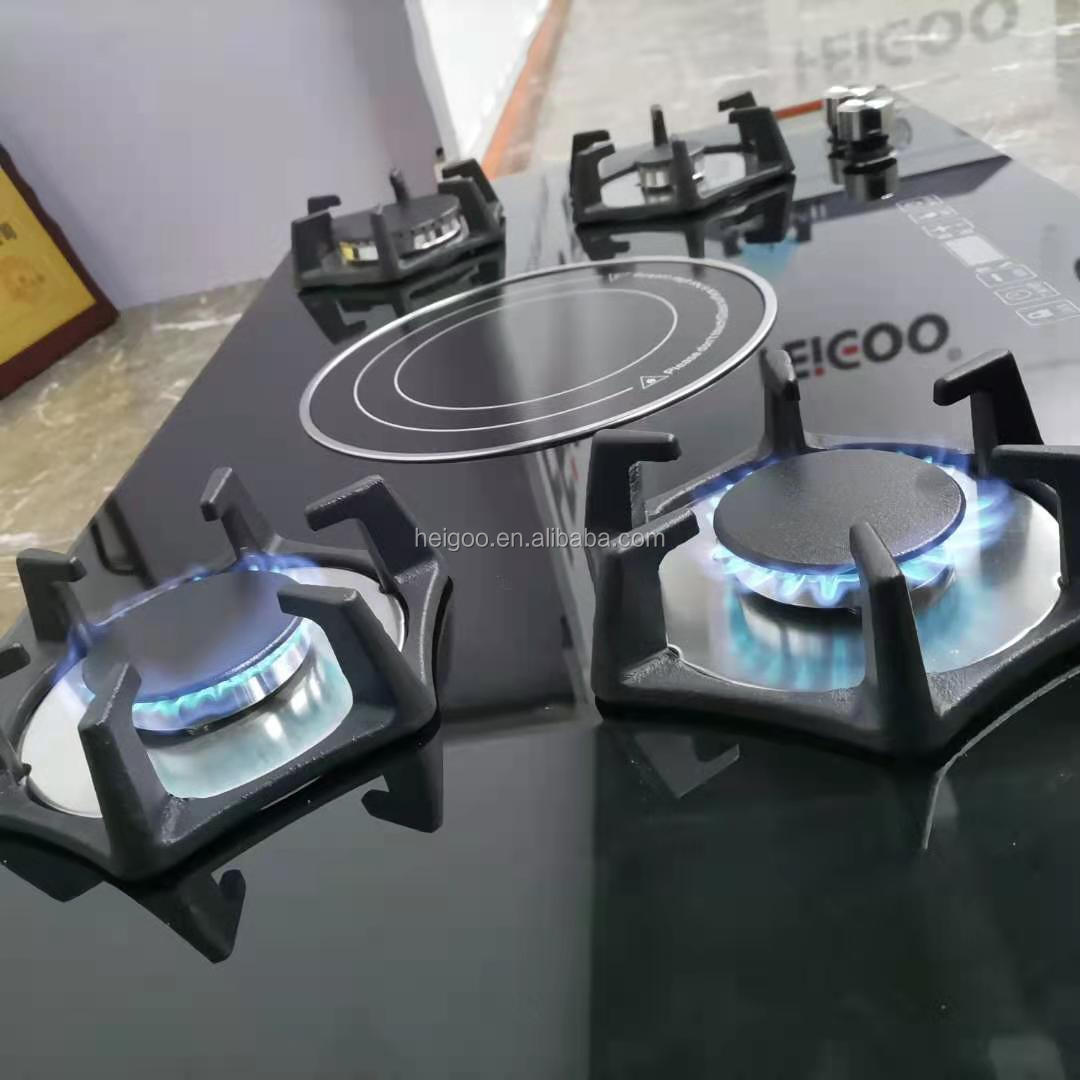 Cooking appliances counter top built in 5 burners hybrid stove 4 gas 1 single electric infrared induction ceramic cooker hob