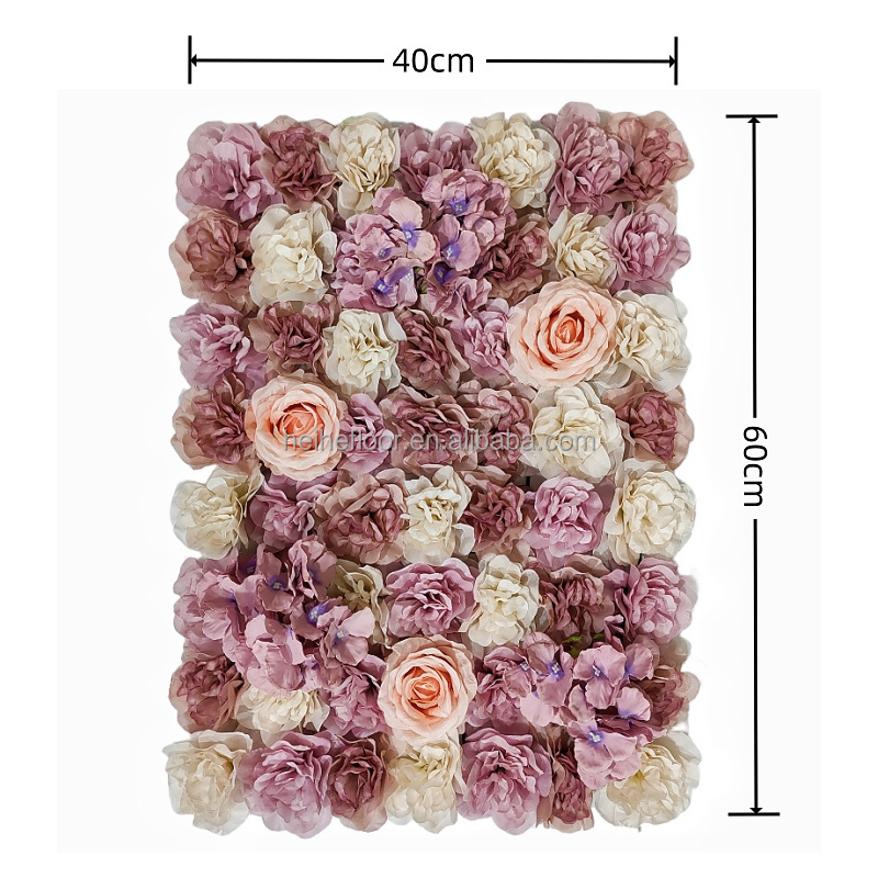 wedding wall decor floral grid 3d artificial pink flower panels for backdrop