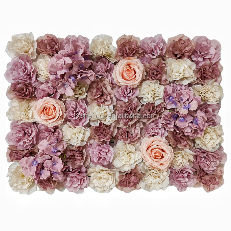 wedding wall decor floral grid 3d artificial pink flower panels for backdrop