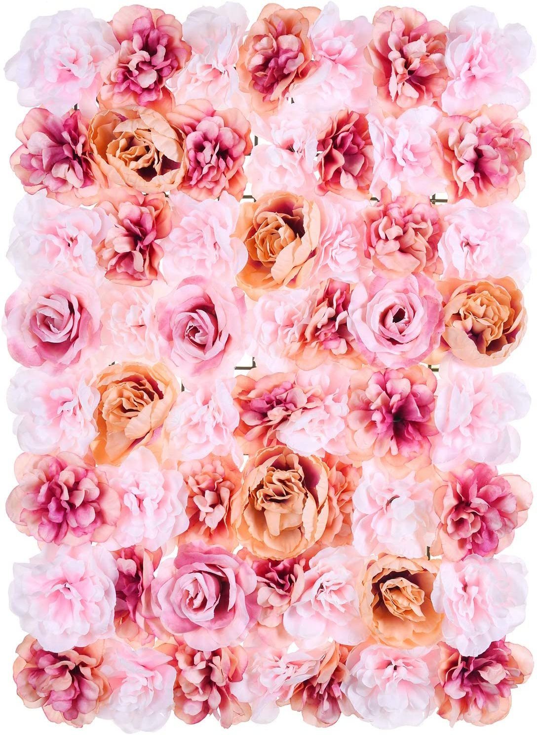 Hot Selling UV- proof Artificial Wall Flower Backdrop Silk Rose Decorative Flower Wall Panel for Wedding Party