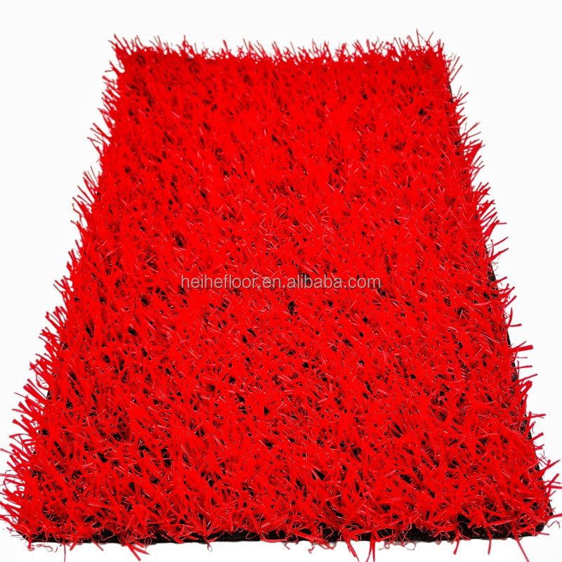 Construction Turf Rug Red red grass synthetic carpet turf anti-uv landscape artificial color ...