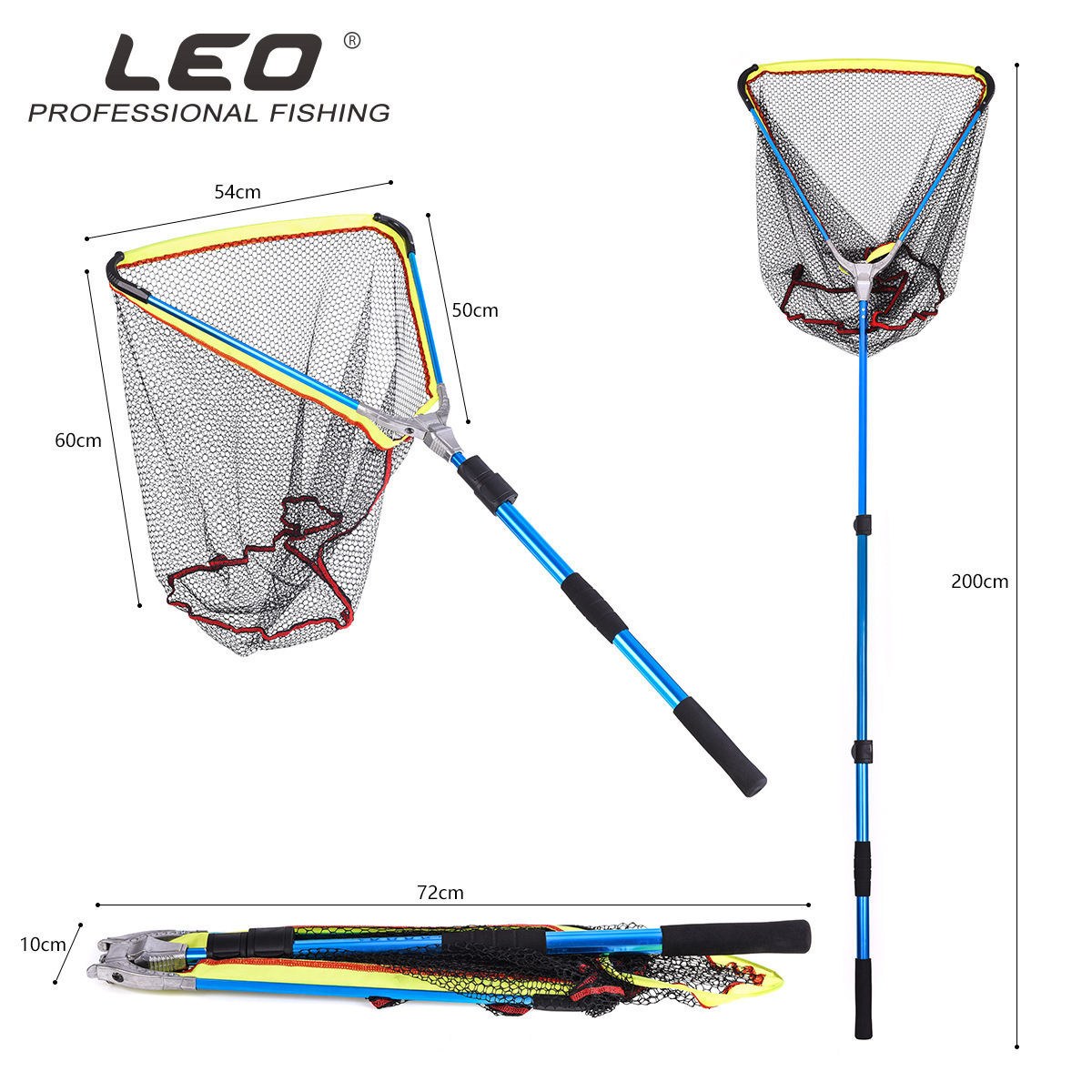 28000 LEO blue aluminum alloy fast folding fishing net large triangular fishing net