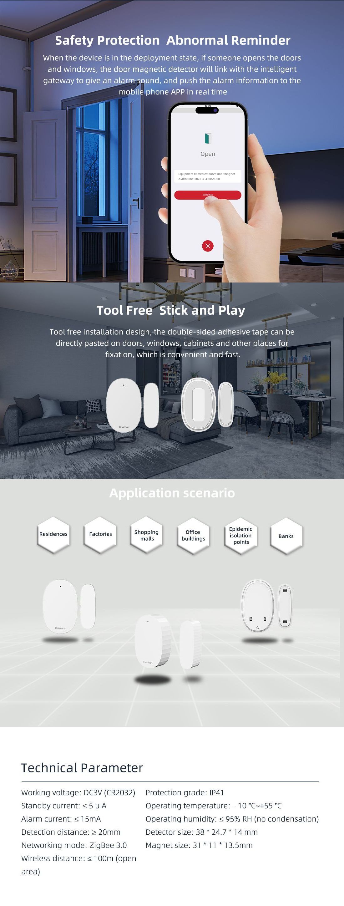 Factory supply Matter over Thread door sensor  Matter 1.2 wireless door window magnetic sensor