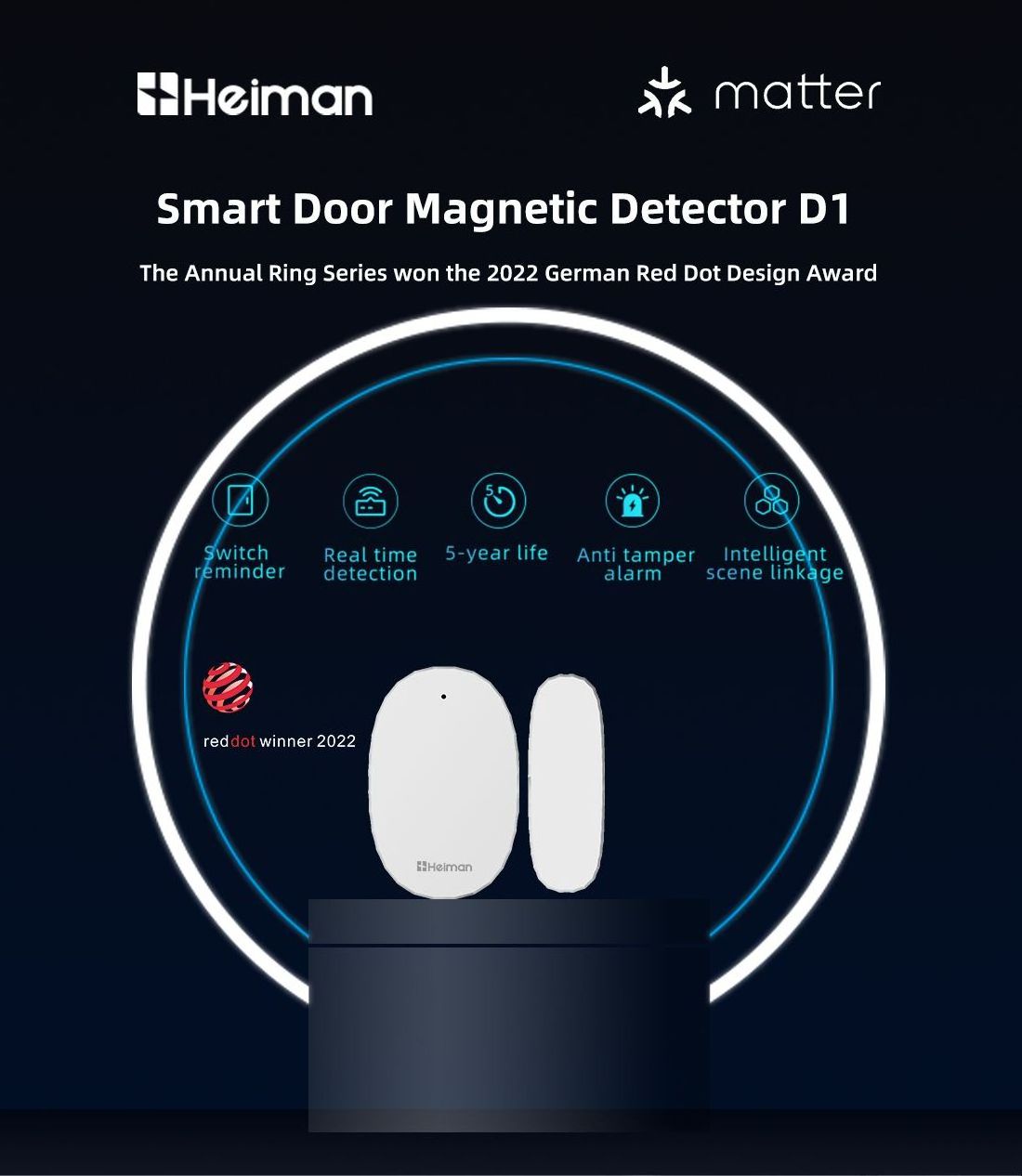 Intelligent Scene Linkage Matter Magnetic Door Contact Matter over Thread Door Window Contact Low Power Design Door Sensor Alarm