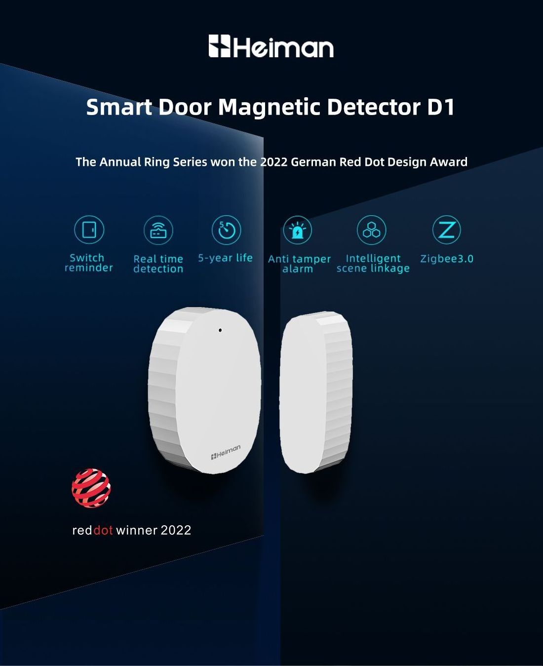 HEIMAN New Product Smart Home Matter over thread Magnetic Door Window Contact Detector