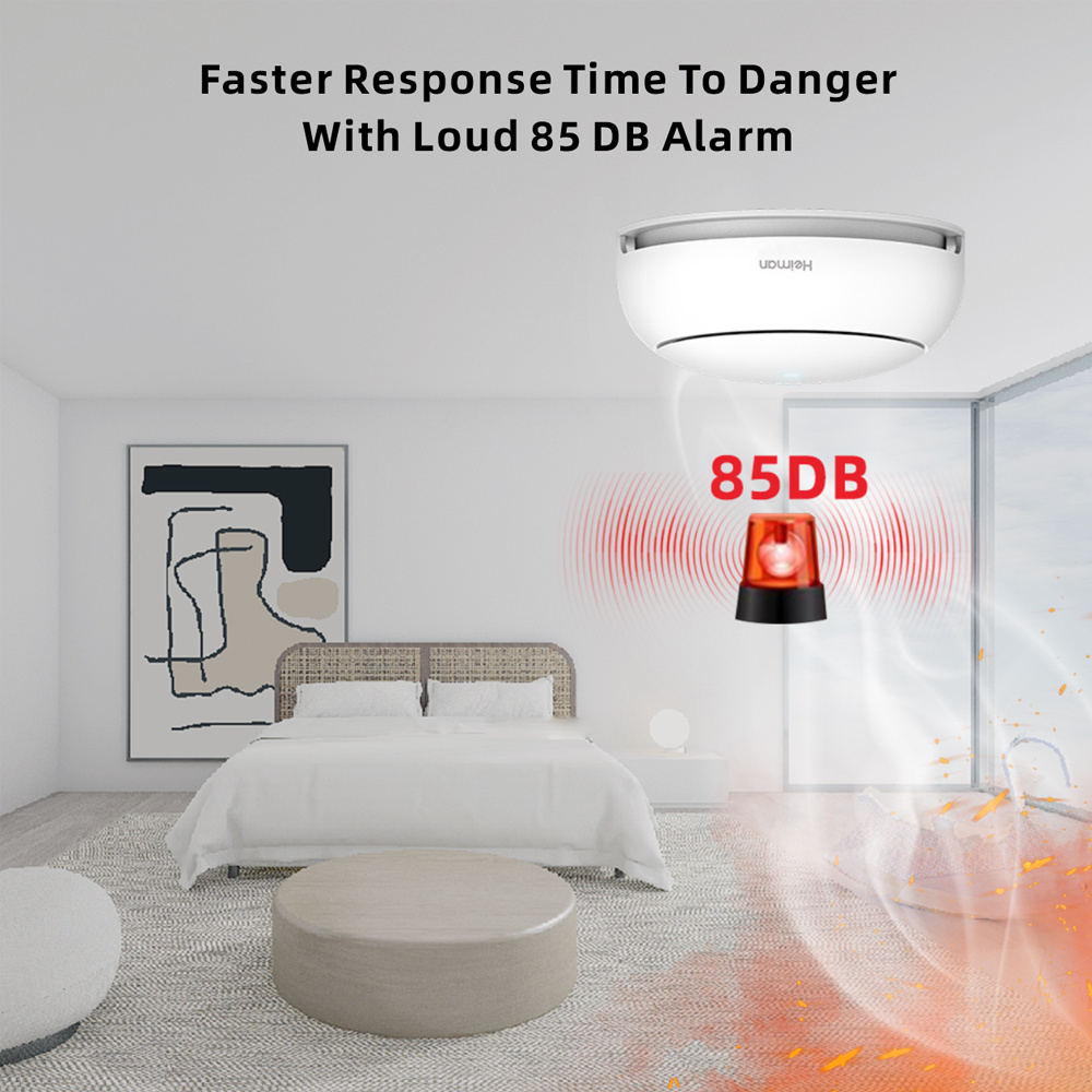 App Control Wireless Tuya Wifi Smoke Detector  Smart Smoke Alarm with Networking Button Smoke Sensor DC3V Lithium Battery