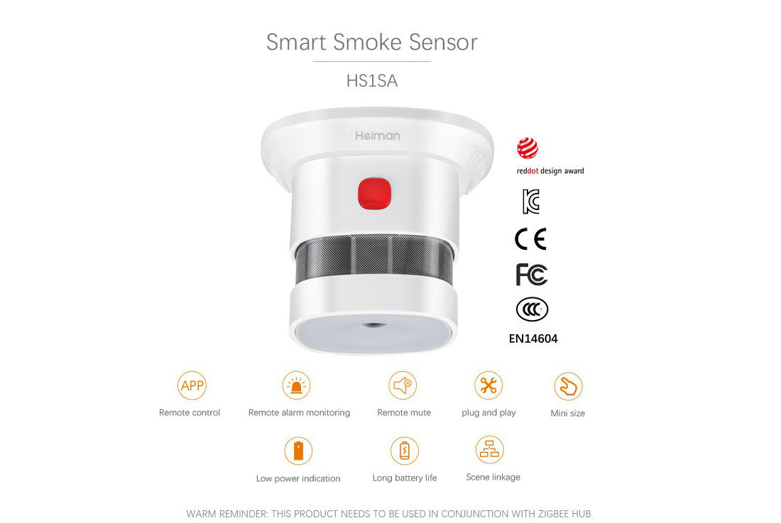 Heiman matter series wireless mini smoke alarm door contact co detector alarm pir motion sensor