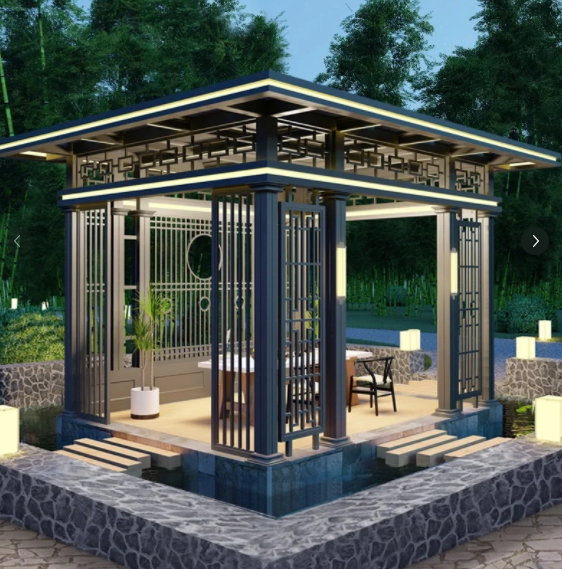 Modern Four Seasons Motorized Electric Aluminum Pergola 4*4 3*3 Outdoor Rainproof Wood PVC Plastic Arch Arbour Gazebo Coated