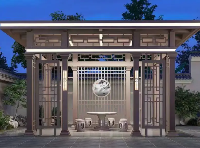 Pergola Motorized Electric Aluminum Outdoor Four Seasons 4*4 3*3 PVC Pergola Aluminum Led Lighting Waterproof Garden Patio Cover