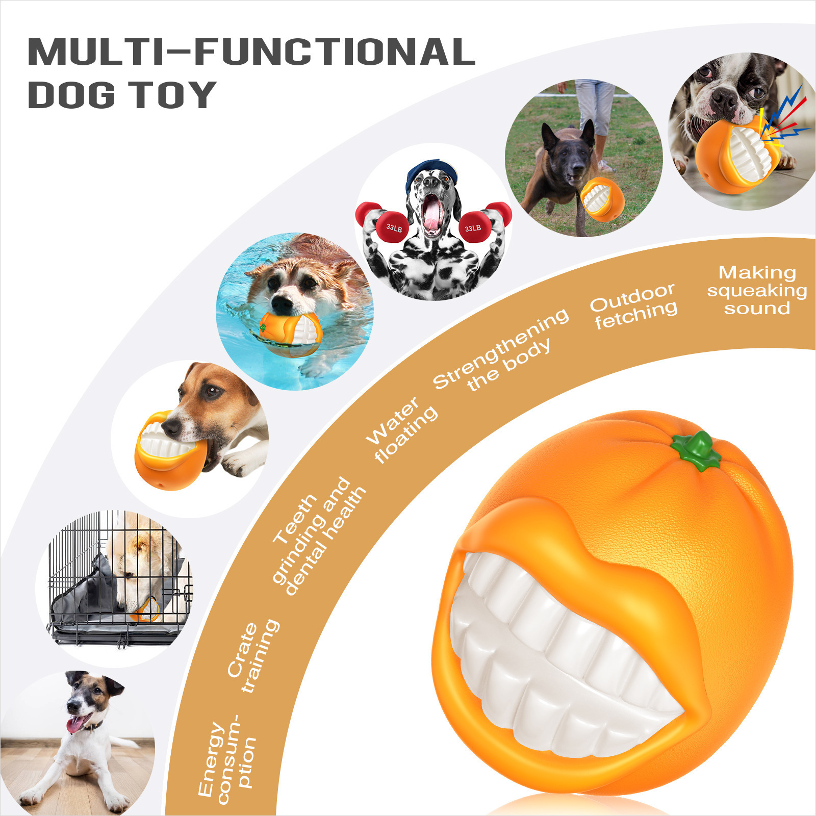 Outdoor pet interactive & movement toys Dog Squeaky Toys Rubber Bite Teeth Cleaning Funny Smiley Face Dog Chew Toys