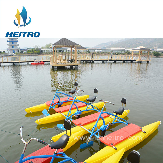 HEITRO three persons big size Rotationally molded polyethylene pontoons for rent and charter exercise bike on water