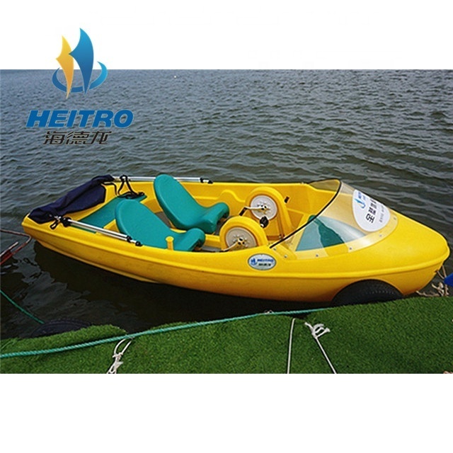 4 Persons Water Bike PE Plastic Pedal Boat with Sun-shade Cover for Entertainment Park