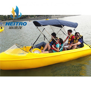 4 Persons Water Bike PE Plastic Pedal Boat with Sun-shade Cover for Entertainment Park