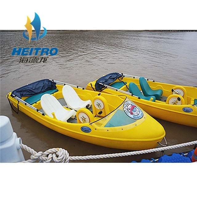 4 Persons Water Bike PE Plastic Pedal Boat with Sun-shade Cover for Entertainment Park