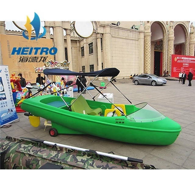 4 Persons Water Bike PE Plastic Pedal Boat with Sun-shade Cover for Entertainment Park