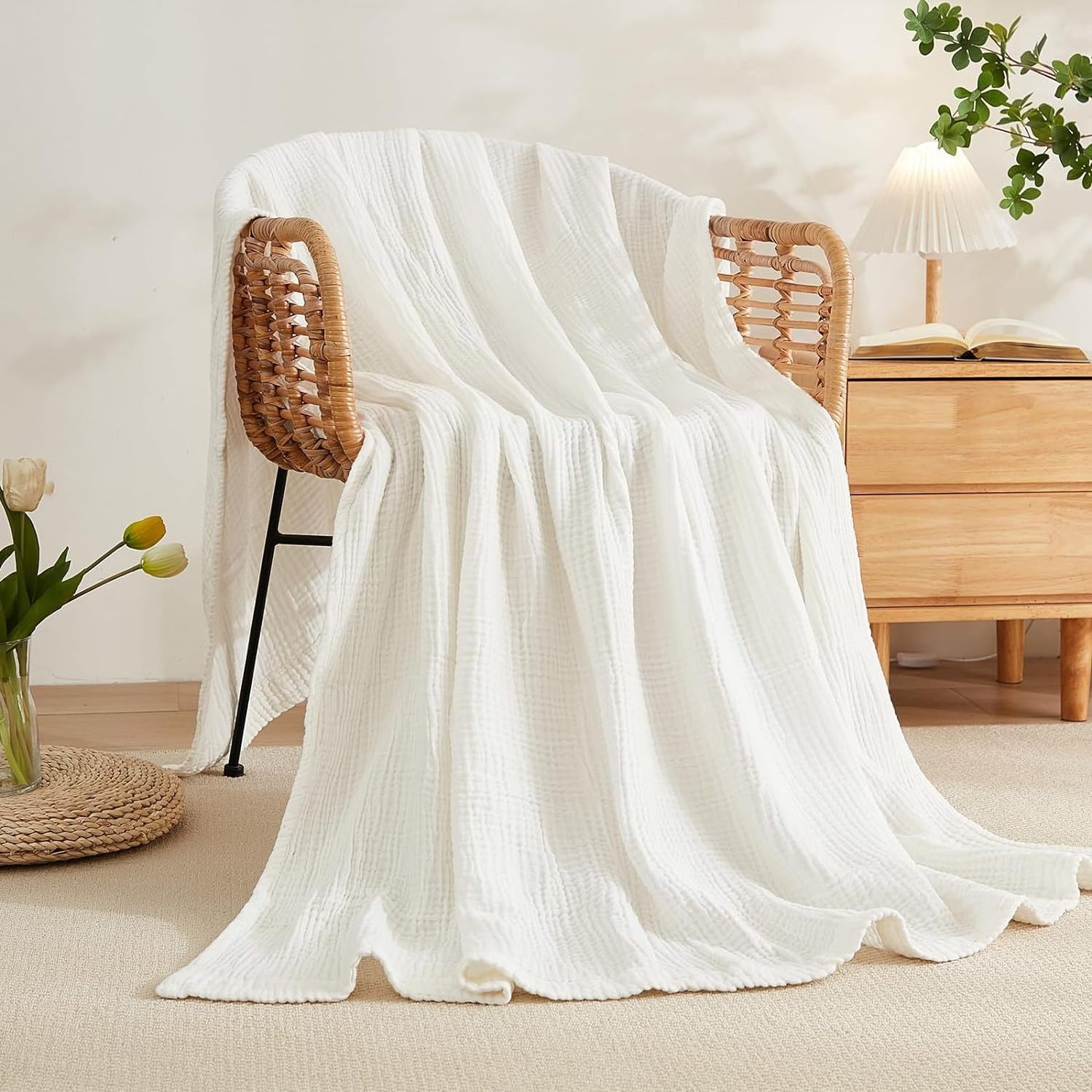 Cotton Bed Blankets White Blankets for Bed Thermal Blanket