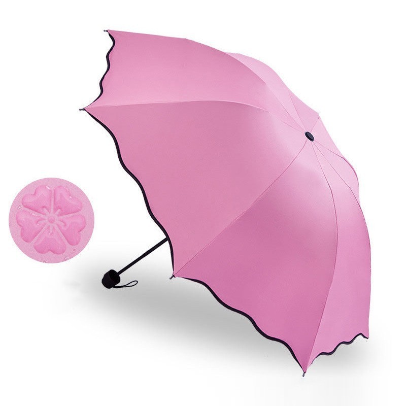 Portable 3-Folding Umbrella Flowering Contact Water Rainly Umbrellas Sunscreen Parasol UV Sun Umbrella