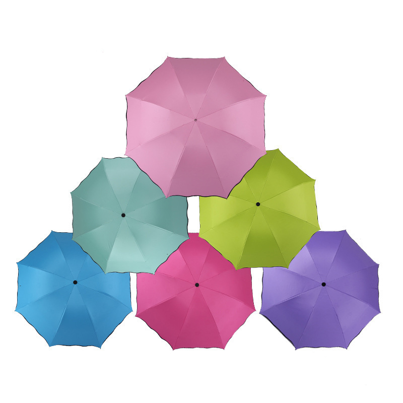 Portable 3-Folding Umbrella Flowering Contact Water Rainly Umbrellas Sunscreen Parasol UV Sun Umbrella