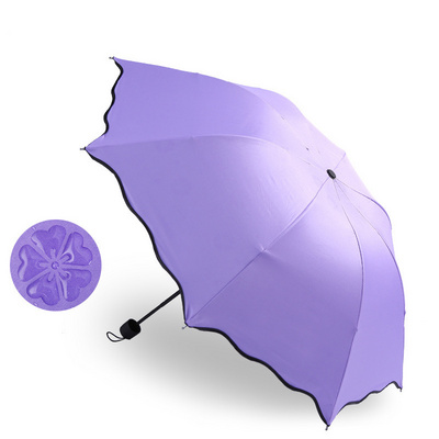 Portable 3-Folding Umbrella Flowering Contact Water Rainly Umbrellas Sunscreen Parasol UV Sun Umbrella