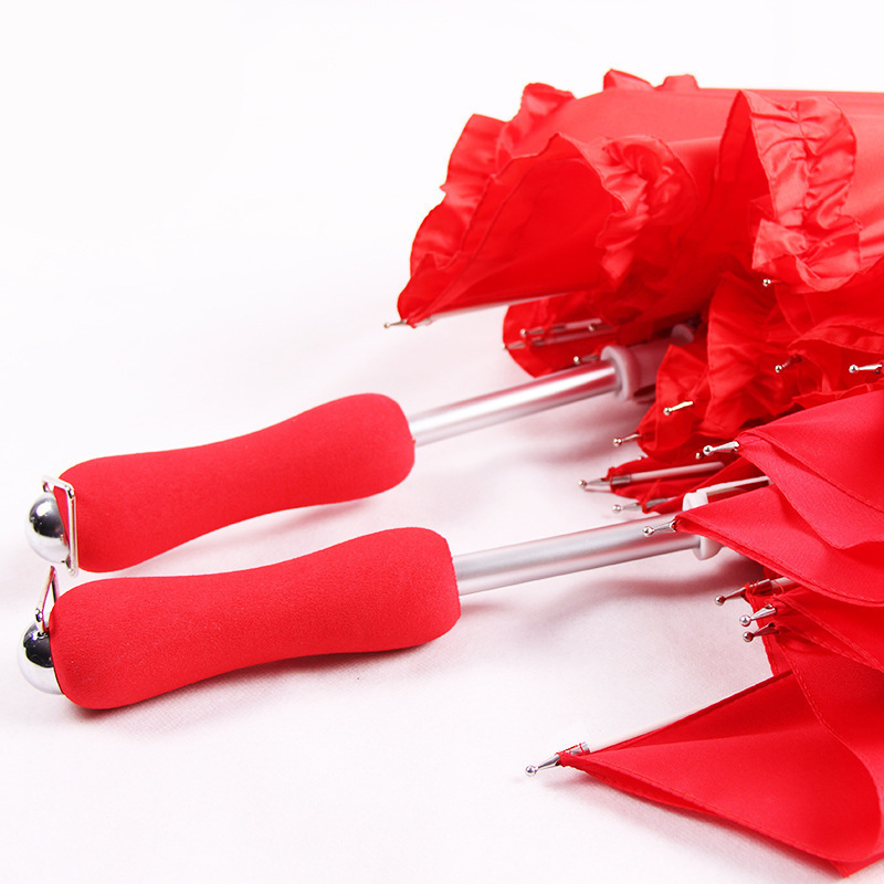 Wedding Celebration Red Heart Shaped Umbrella Advertising Gifts Props decor Parasol Loving rain Umbrellas