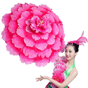 Chinese Dance Umbrellas Multi Layer Cloth Umbrellas 3D Peony Flower Dance Performance Umbrella