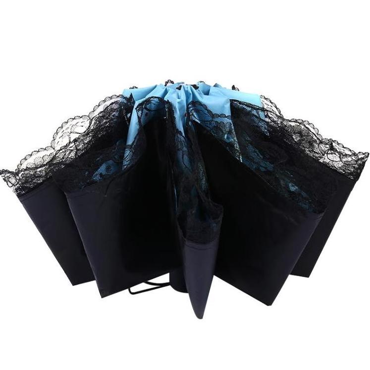 3-Folding Butterfly Vinyl Umbrellas Anti UV Rainy Parasol Sunscreen Sun Parasol Lace Fold Umbrella Custom Logo