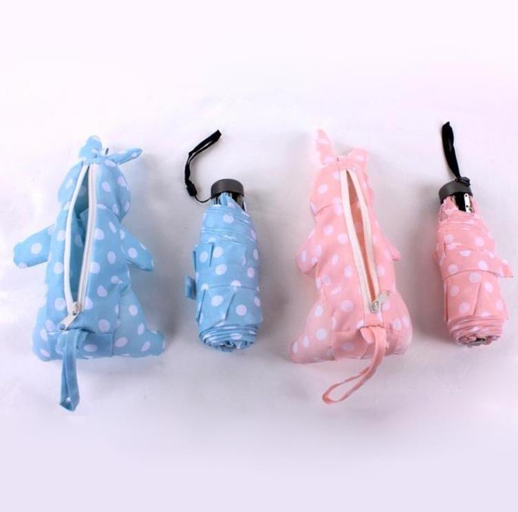 Cute Bunny Pocket Umbrella Gift Compact Kids Rain Umbrella Capsule Mini Cartoon Animal Rabbit Doll Case Umbrella